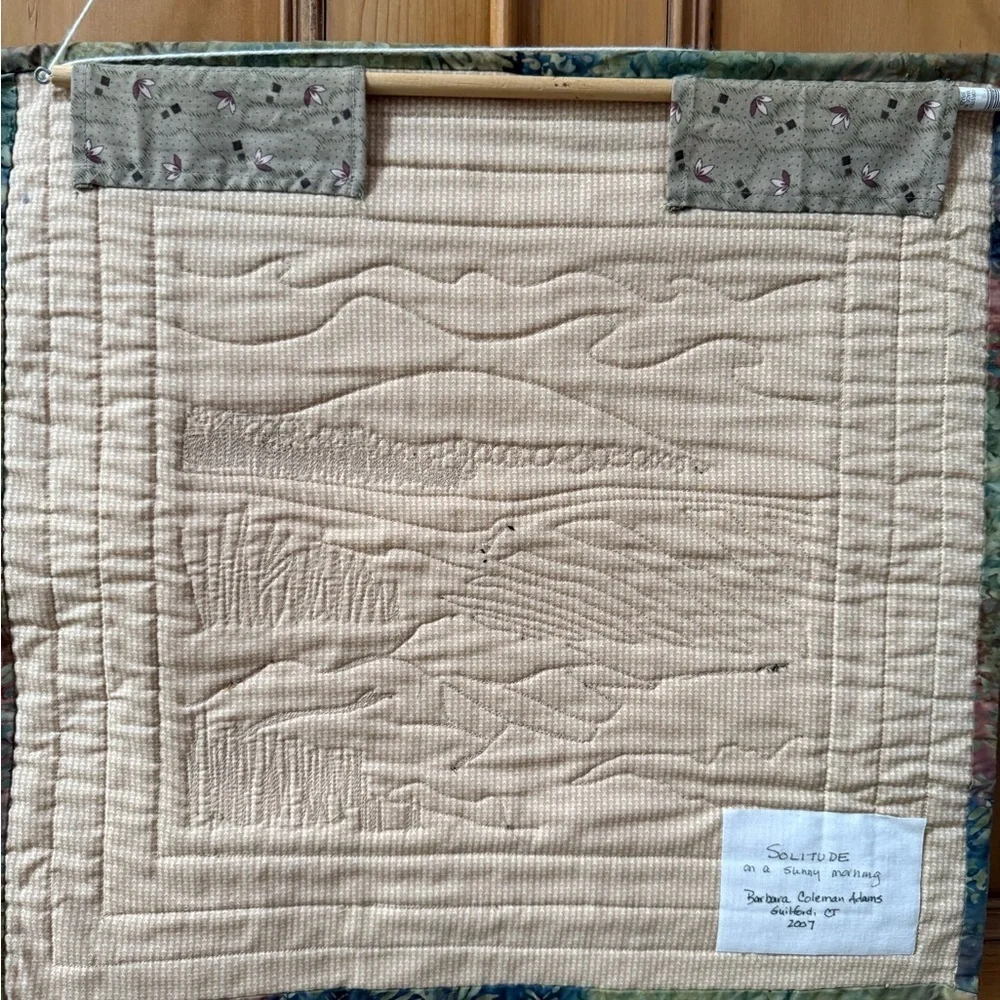 Scenic Quilted 2007 rocky beach and bird Wall Hanging - Multicolor